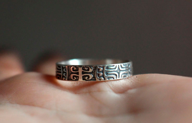 Marquesan, Polynesian cross ring in sterling silver