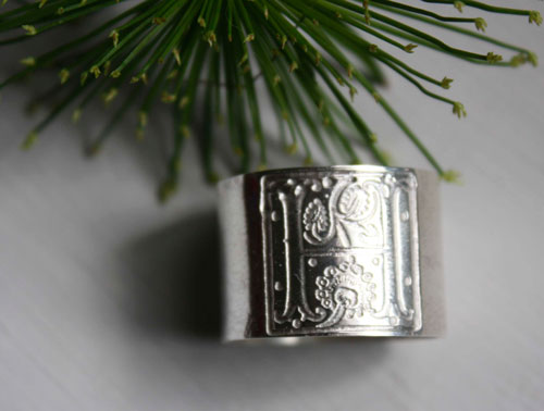 Medieval illumination, Middle Ages illumination ring in sterling silver