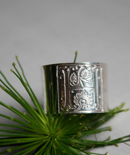 Medieval illumination, Middle Ages illumination ring in sterling silver
