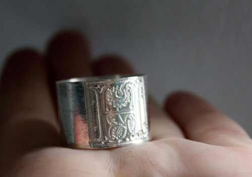 Medieval illumination, Middle Ages illumination ring in sterling silver