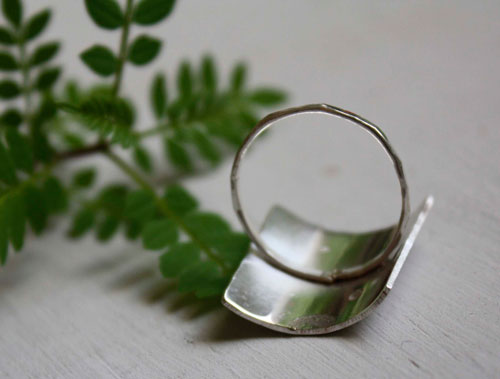 Medieval initial, Middle Ages style illuminated letter ring in silver
