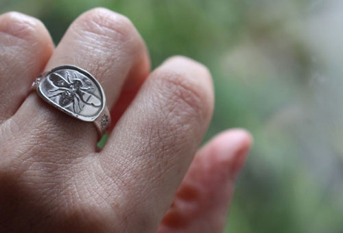 Melissa, bee ring in sterling silver