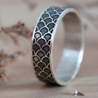 Mermaid, fish scale ring in sterling silver