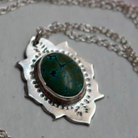 Milli, Indian necklace in sterling silver and turquoise