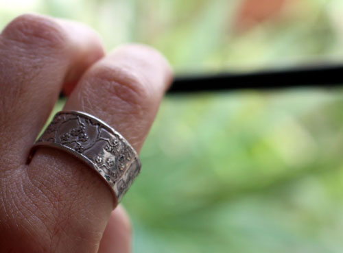 Misaki, Japanese cherry branch ring in sterling silver