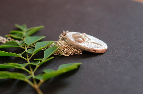 Moringa, botanical cameo necklace in sterling silver 