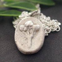 Moringa, botanical cameo necklace in sterling silver
