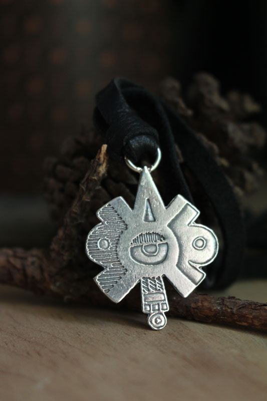 Nahui Ollin, Aztec equinox and solstice necklace in silver