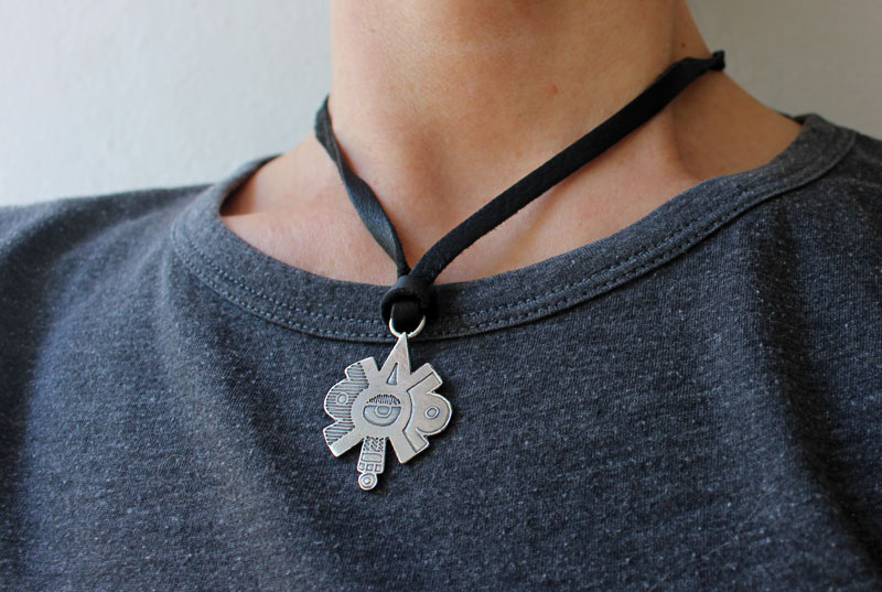 Nahui Ollin, Aztec equinox and solstice necklace in silver
