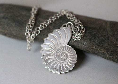 Nautiloid, eternal nautilus necklace in sterling silver