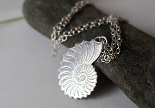 Nautiloid, eternal nautilus necklace in sterling silver