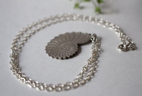 Nautiloid, eternal nautilus necklace in sterling silver