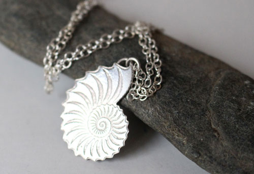Nautiloid, eternal nautilus necklace in sterling silver