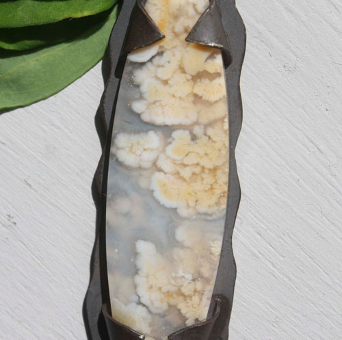 Nebulous, suspended universe pendant in silver and graveyard point plume agate