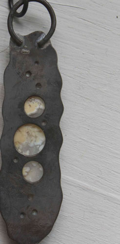 Nebulous, suspended universe pendant in silver and graveyard point plume agate