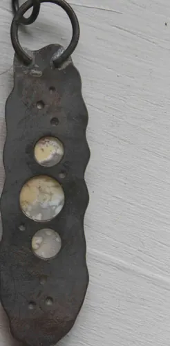 Nebulous, suspended universe pendant in silver and Graveyard Point Plume agate