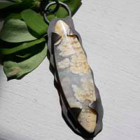 Nebulous, suspended universe pendant in silver and graveyard point plume agate