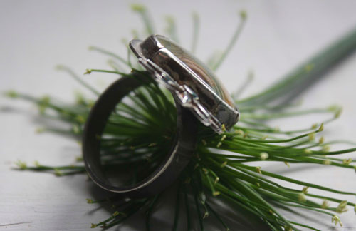Nénufar, pond, water lily and lotus ring in silver and royal imperial jasper