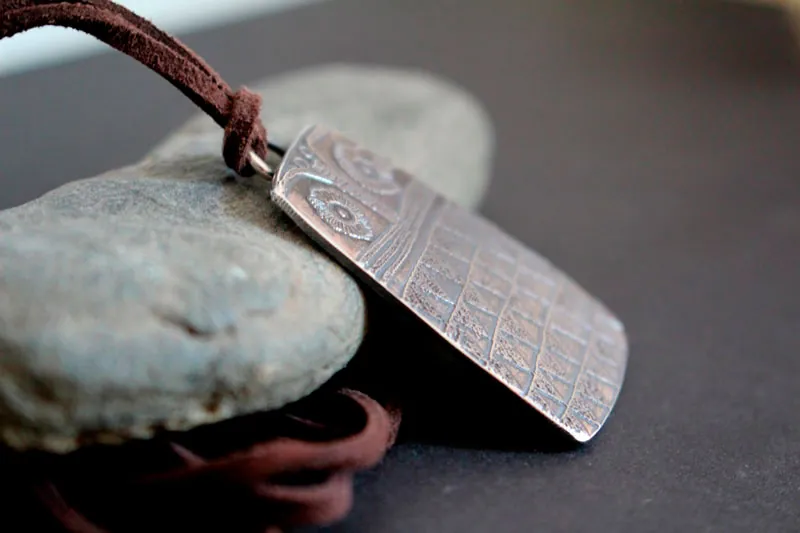 Neolithic owl, Copper age bird necklace in silver
