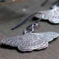 Night dance, moth earrings in sterling silver