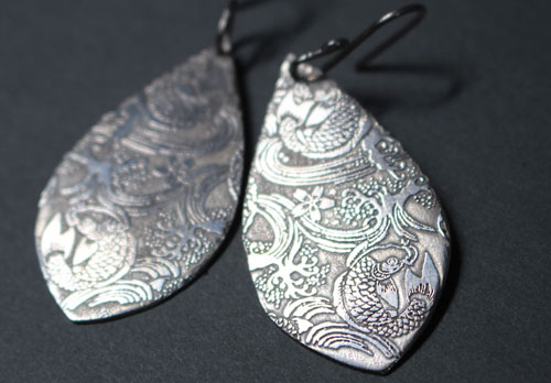 Nishikigoi, Japanese koi fish earrings in sterling silver