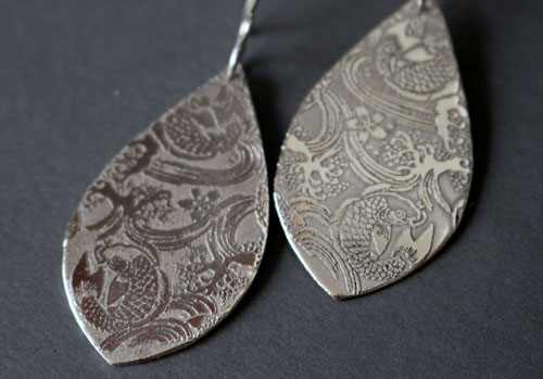 Nishikigoi, Japanese koi fish earrings in sterling silver