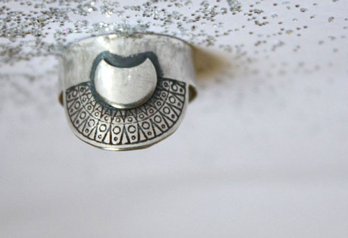 Nokomis, Native American sun and moon ring in silver