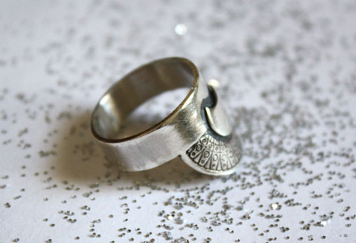 Nokomis, Native American sun and moon ring in silver