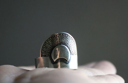Nokomis, Native American sun and moon ring in silver