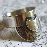 Nokomis, Native American sun and moon ring in silver