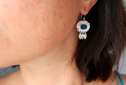 Nova Apatite, astronomy earrings in silver and blue apatite
