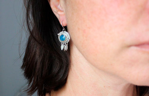 Nova Apatite, astronomy earrings in silver and blue apatite