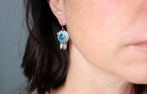 Nova Apatite, astronomy earrings in silver and blue apatite