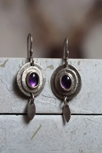 Nova at dusk, celestial earrings in sterling silver and amethyst