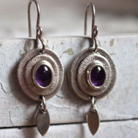Nova at dusk, celestial earrings in sterling silver and amethyst