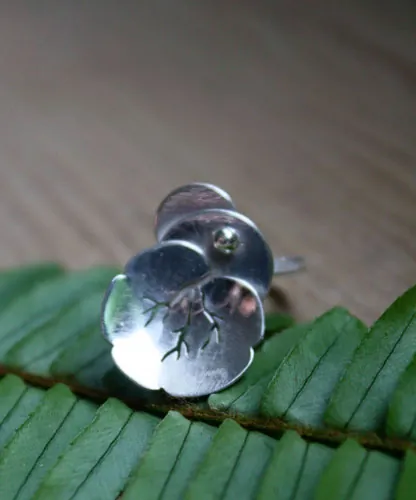 Nympheale, lotus water lily ring in sterling silver