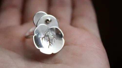 Nympheale, lotus water lily ring in sterling silver