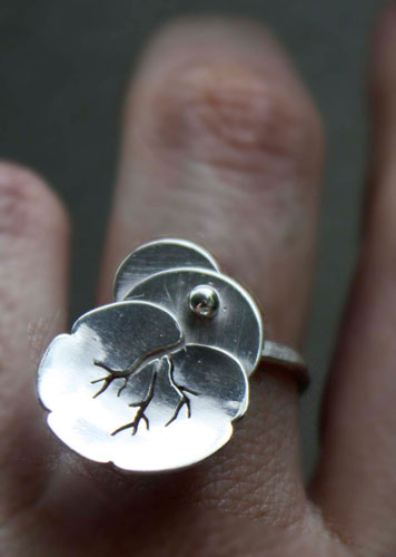 Nympheale, lotus water lily ring in sterling silver