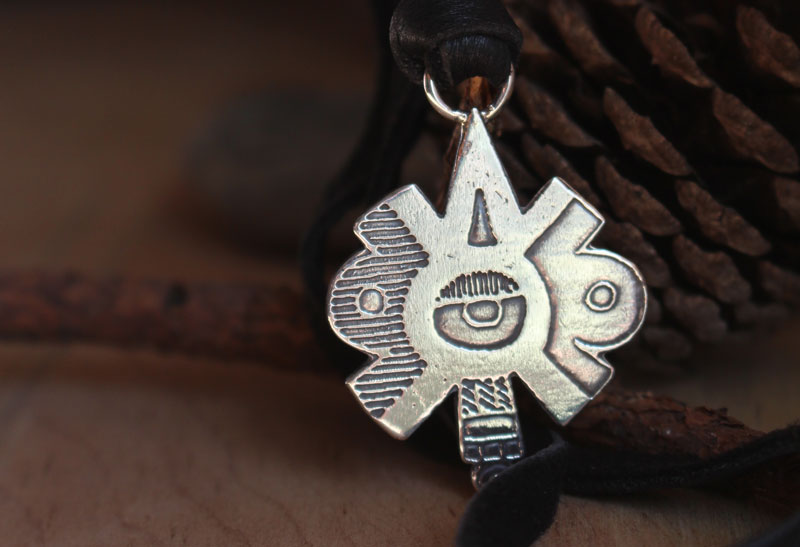 Nahui Ollin, Aztec equinox and solstice necklace in sterling silver