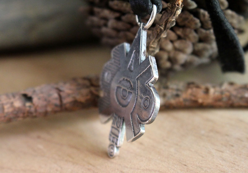 Nahui Ollin, Aztec equinox and solstice necklace in sterling silver