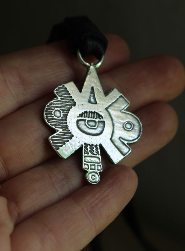 Nahui Ollin, Aztec equinox and solstice necklace in sterling silver