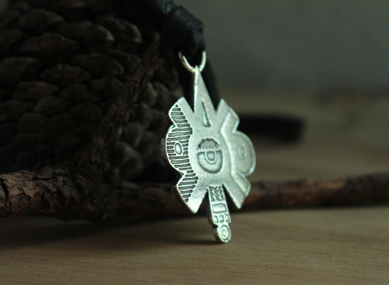 Nahui Ollin, Aztec equinox and solstice necklace in sterling silver