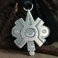 Nahui Ollin, Aztec equinox and solstice necklace in sterling silver