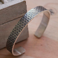 Nami, Japanese waves bracelet, seigaha, in silver