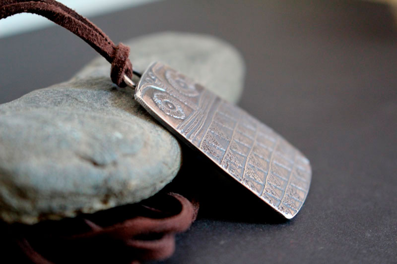 Neolithic owl, copper age bird necklace in silver