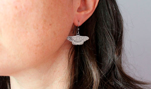 Night dance, butterfly moth earrings in sterling silver