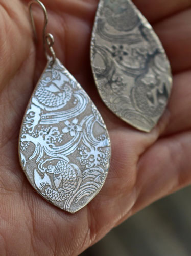 Nishikigoi, Japanese carp koi earrings in sterling silver