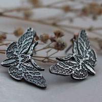 Nocturnal butterflies, moth studs earrings in sterling silver
