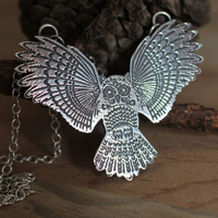 Nocturne, night guard owl necklace in sterling silver