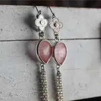 O-Hanami, cherry blossom earrings in silver and rose quartz